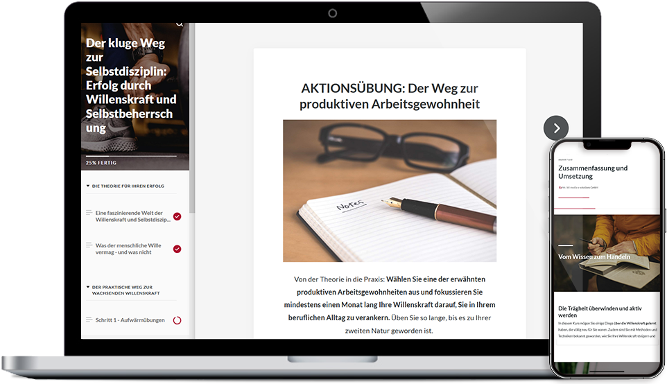 E-Learning Kurs für Mitarbeiter "Der kluge Weg zur Selbstdisziplin"