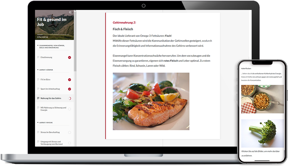 E-Learning Kurs zum Thema "Fit und gesund im Job"