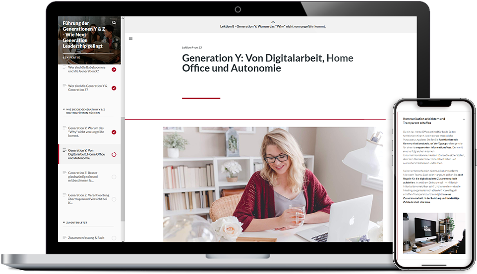 E-Learning Kurs zum Thema "Führung der Generation Y & Z"