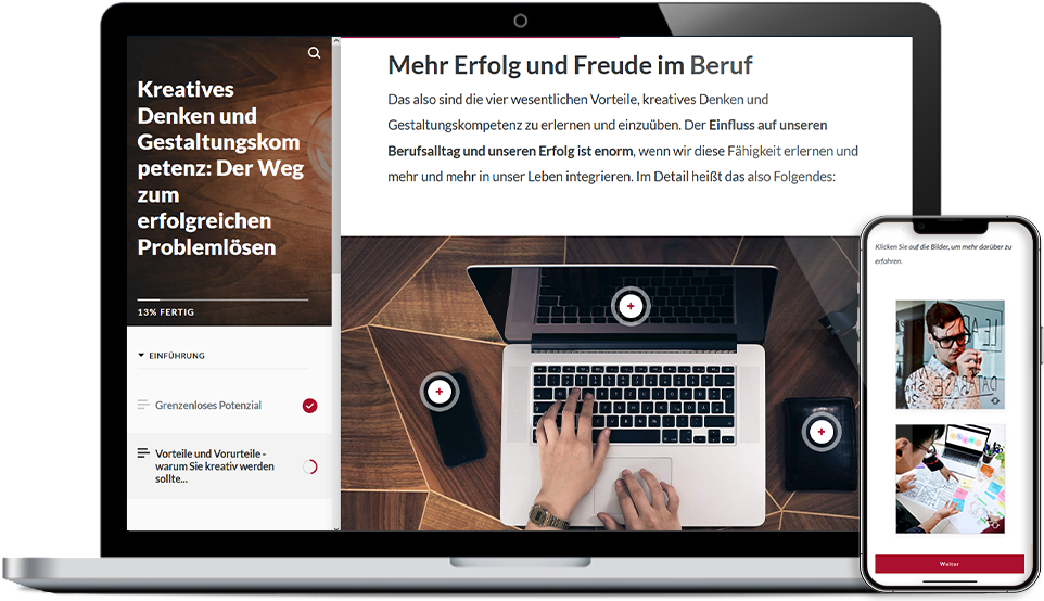 E-Learning Kurs zum Thema "Kreatives Denken und Gestaltungskompetenz"