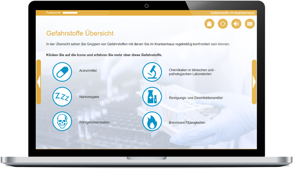 Online-Training "Arbeitssicherheit im Krankenhaus - Umgang mit Gefahrenstoffen" auf lona.eu