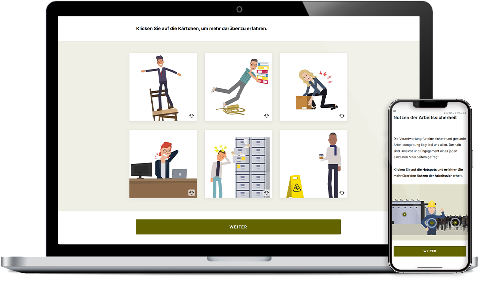 E-Learning Kurs für Mitarbeiter zum Thema Arbeitssicherheit