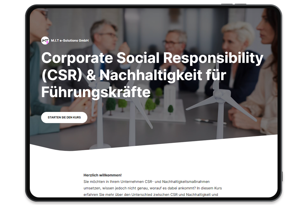 E-Learning zu "Corporate Social Responsibility (CSR) & Nachhaltigkeit für Führungskräfte"