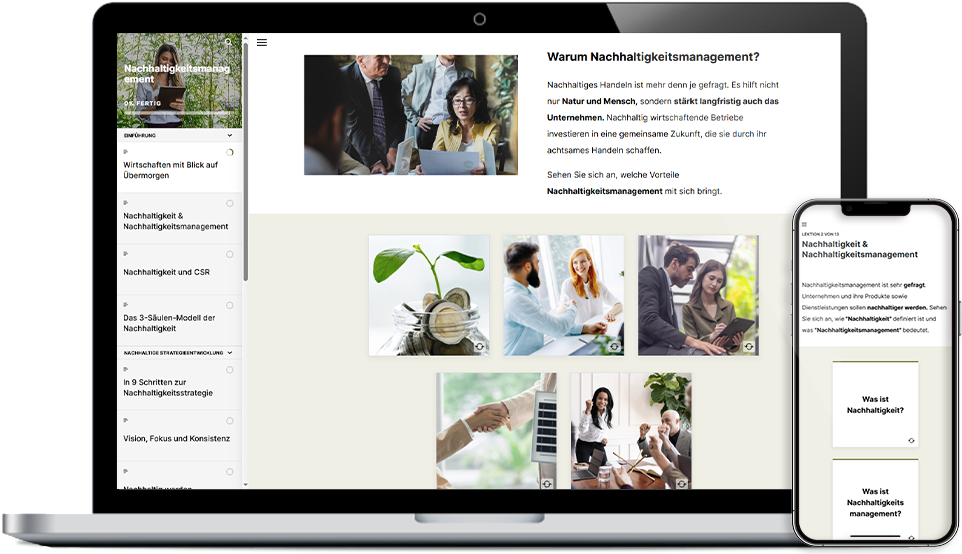 E-Learning Kurs zum Thema "Nachhaltigkeitsmanagement"